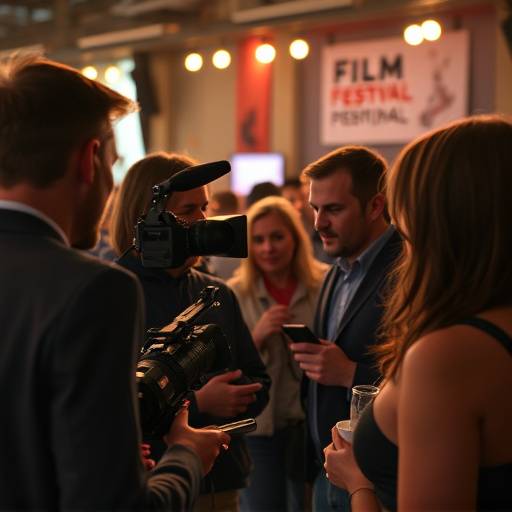 A group of filmmakers networking at a film festival